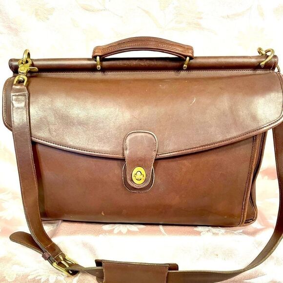 BROWN VINTAGE 1990 COACH BEEKMAN BRIEF MESSENGER ❤️HOST PICK❤️ - Picture 1 of 16